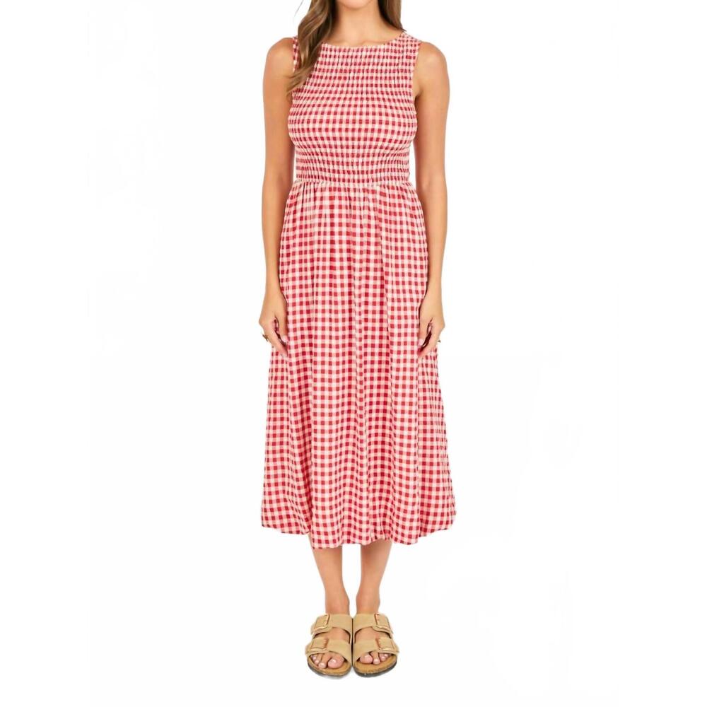 NEW SADIE & SAGE apple butter midi dress in red/ivory